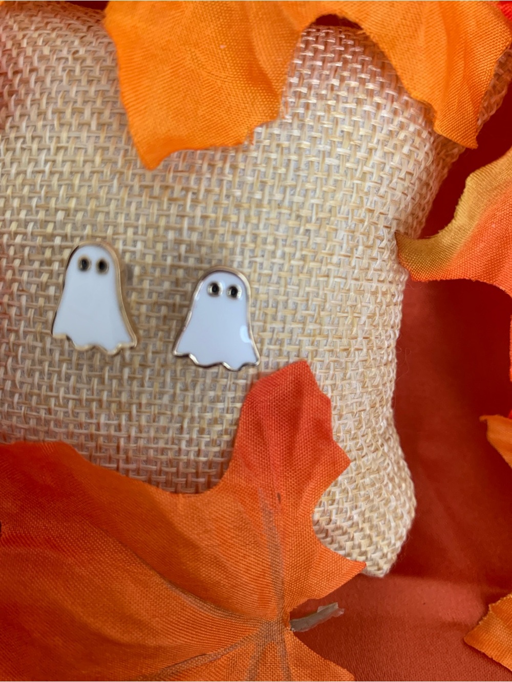 Cute White Ghost Enamel Stud Earrings - Kids Accessories - Picture 3 of 4